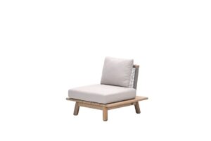 Lunar Lounge Stuhl Akazie white wash / rope grey / grey sand