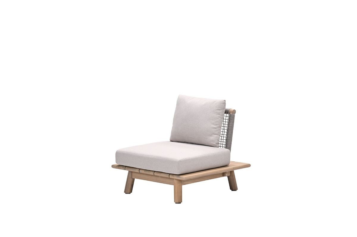 Lunar Lounge Stuhl Akazie white wash / rope grey / grey sand