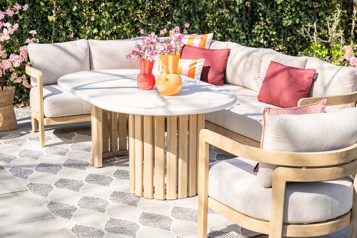 Ibiza Lounge Set links acacia white wash / grey sand – Bild 14