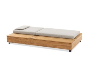 Bali Sonnenliege teak / taupe (linksseitig mit Stauraum)