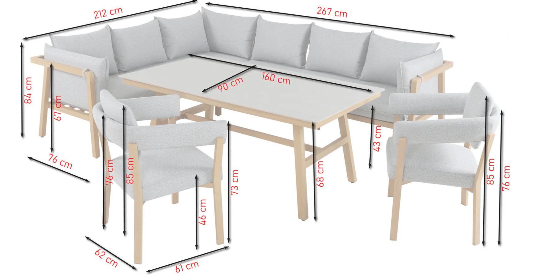 Merlot Lounge Holz-Optik / grau – Bild 15