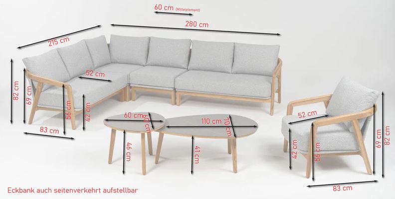 Brasilia Lounge Teak / hellgrau-meliert – Bild 14