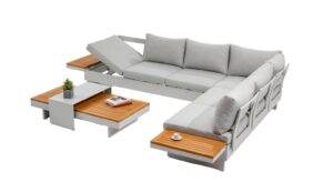 Molise Lounge weiß / hellgrau / Akazie