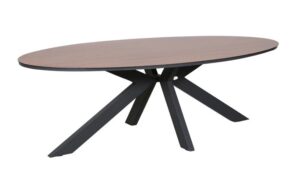 Denver Oval Tisch 240 x 120 x H76 cm anthrazit / HPL Nussholzdekor